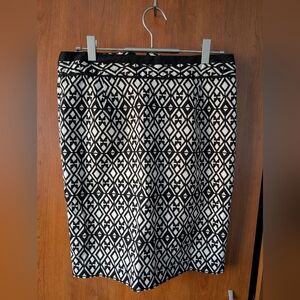 Mario Serrani Black and White Patterned Pencil Skirt
